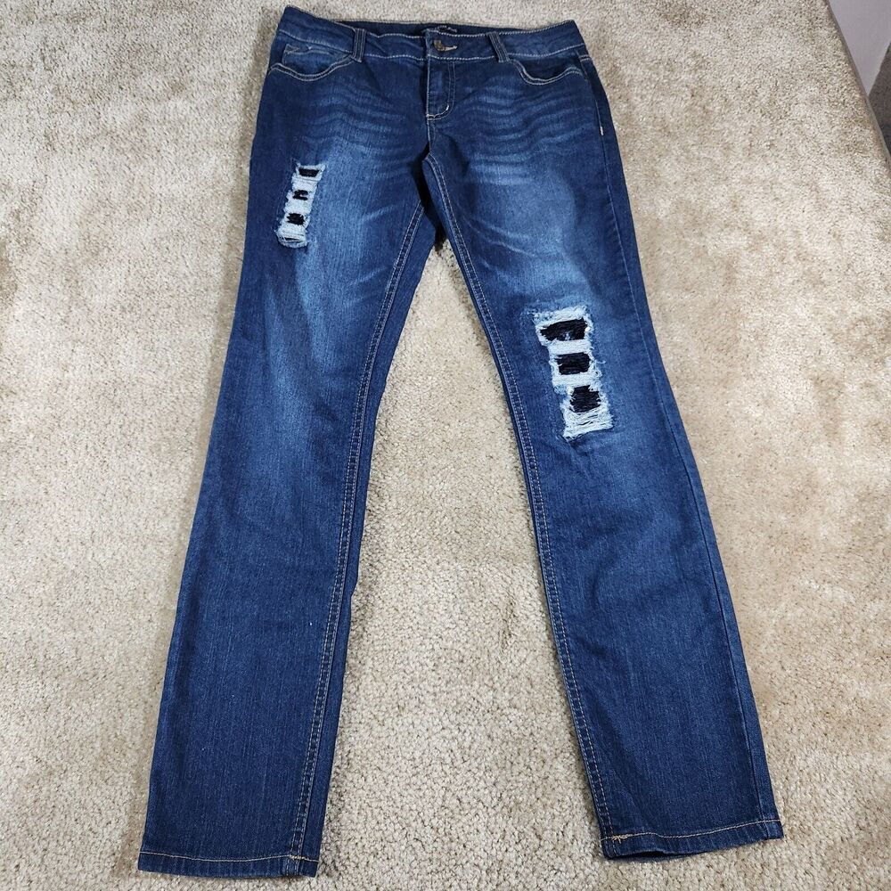 Vanilla Star Skinny Jeans Girls Sz 14 Sequined Distressed Stretch #459